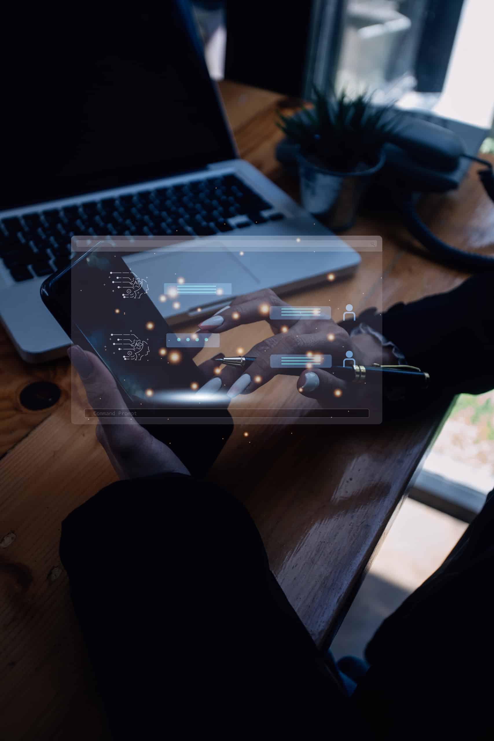 Ai Technology, Chat with AI, Artificial Intelligence. Man using